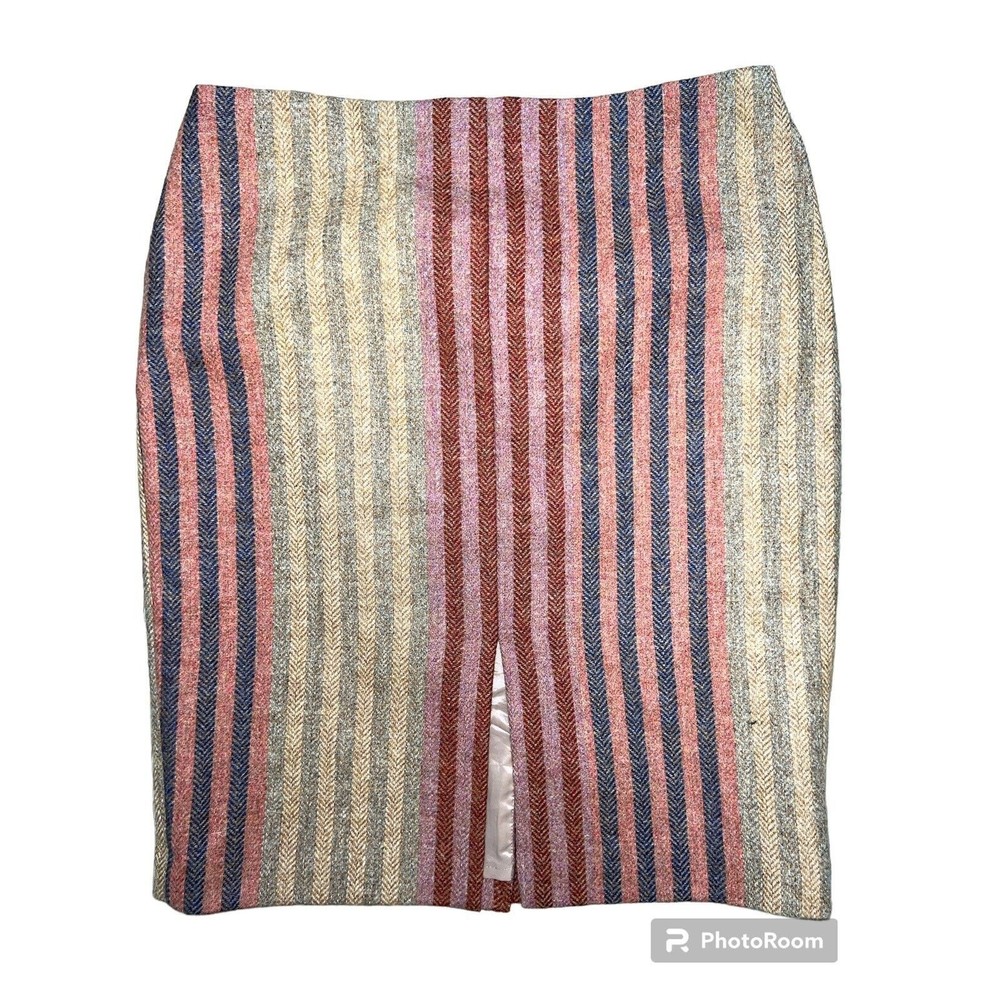 Boden British Tweed by Moon Women's Multi-color Lined‎ Striped Wool Skirt US 10R
